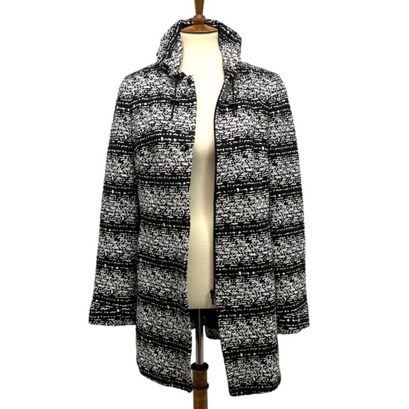 Akris Punto Black & White Cotton Tweed Sweater Casual Coat Womens Size 10 - Picture 2 of 14